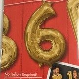 Balónek foliový narozeniny číslo 6 zlatý 35cm x 20cm